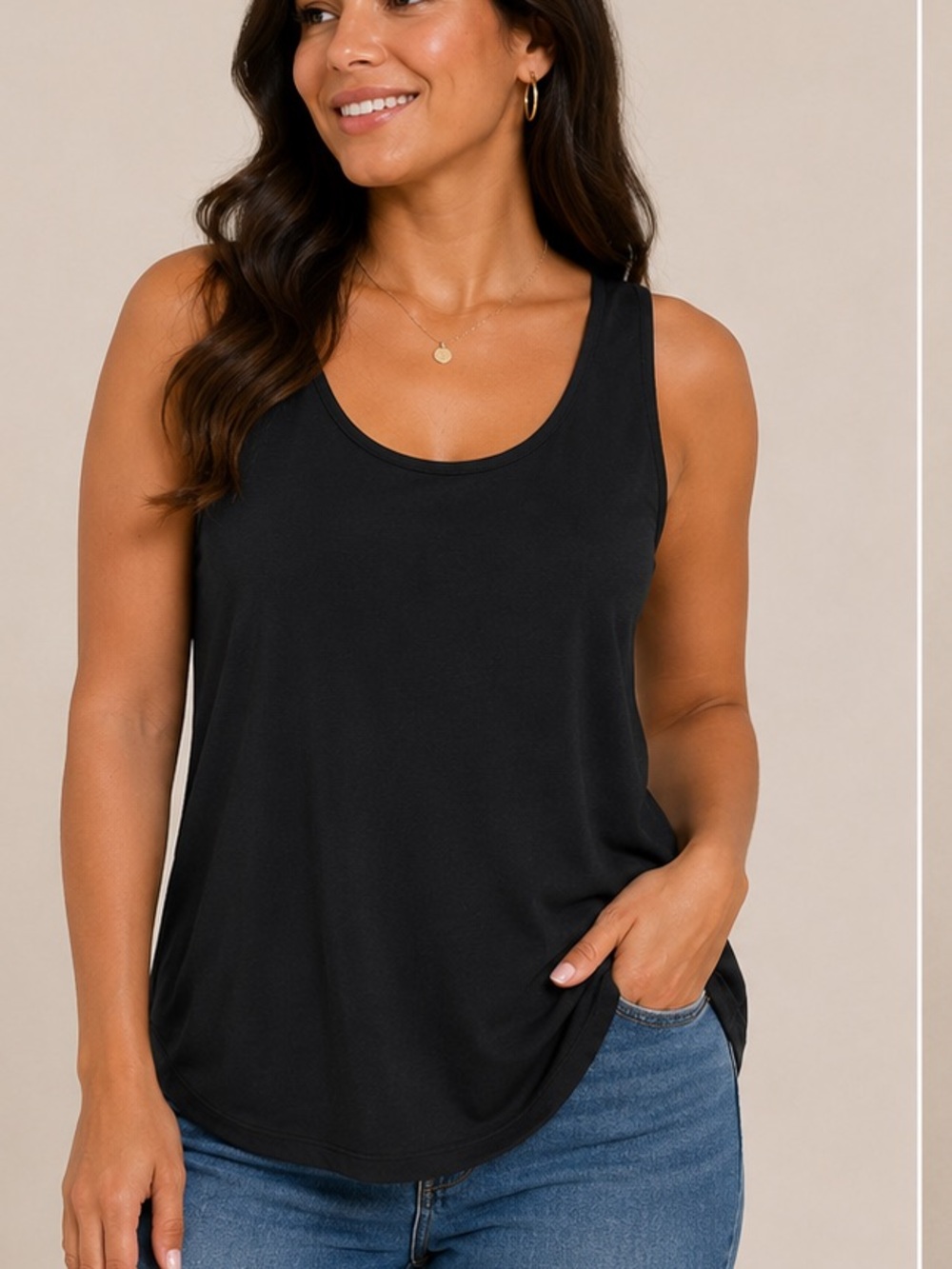 DKNY Black Sleeveless Scoop Neck Tank Top LARGE